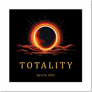 TOTALITY 2024 Total Solar Eclipse Watching Space Fan Posters and Art